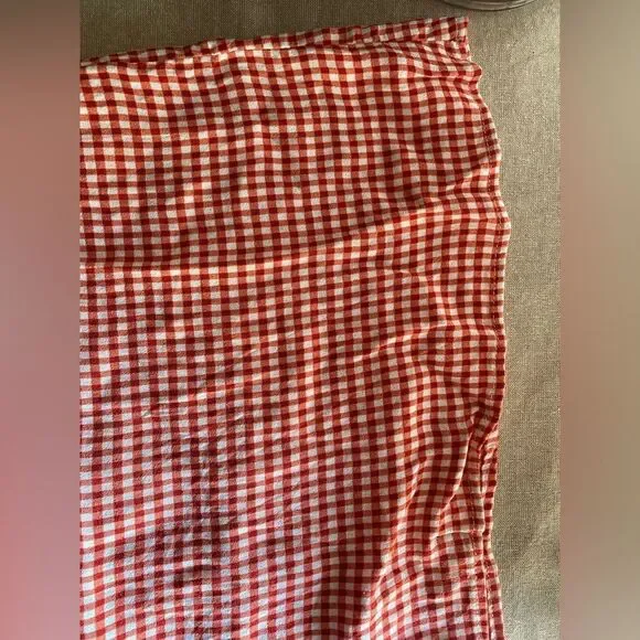 Reformation Rosemond Mini Dress Strawberry Check Cut Out Sz 12 - Picture 11 of 14